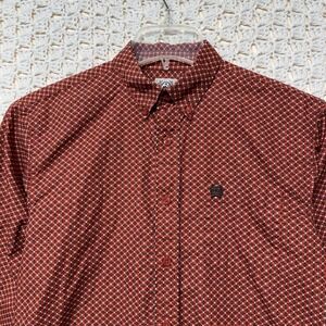 Cinch Boys Shirt XL (14) Red Geometric Long Sleeve Button Down Western